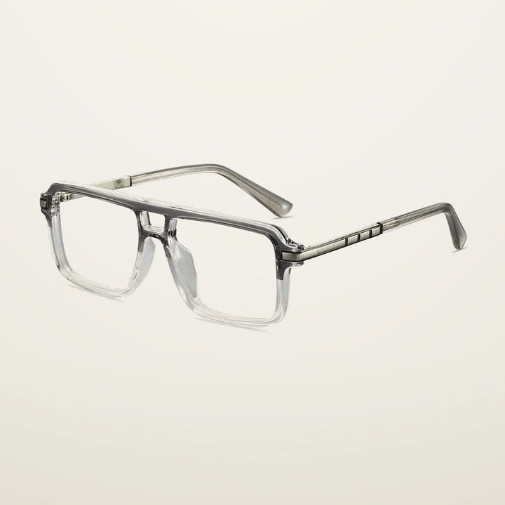 Gatenac Unisex Full Rim Square Double Bridge Tr 90 Titanium Reading Glasses G84004 - C5