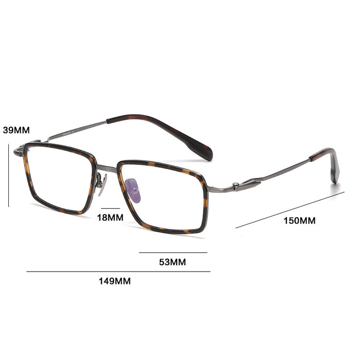 Gatenac Unisex Full Rim Square Titanium Acetate Photochromic Reading Glasses 840061 - Size Chart