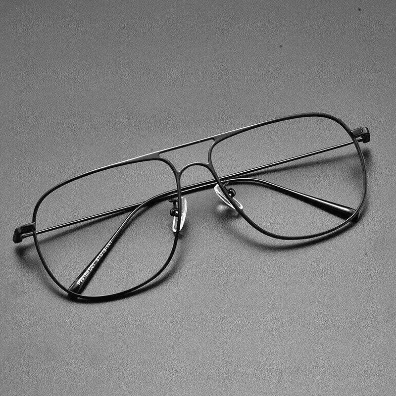 Gatenac Unisex Full Rim Square Titanium Double Bridge Eyeglasses Gxyj836 - Black