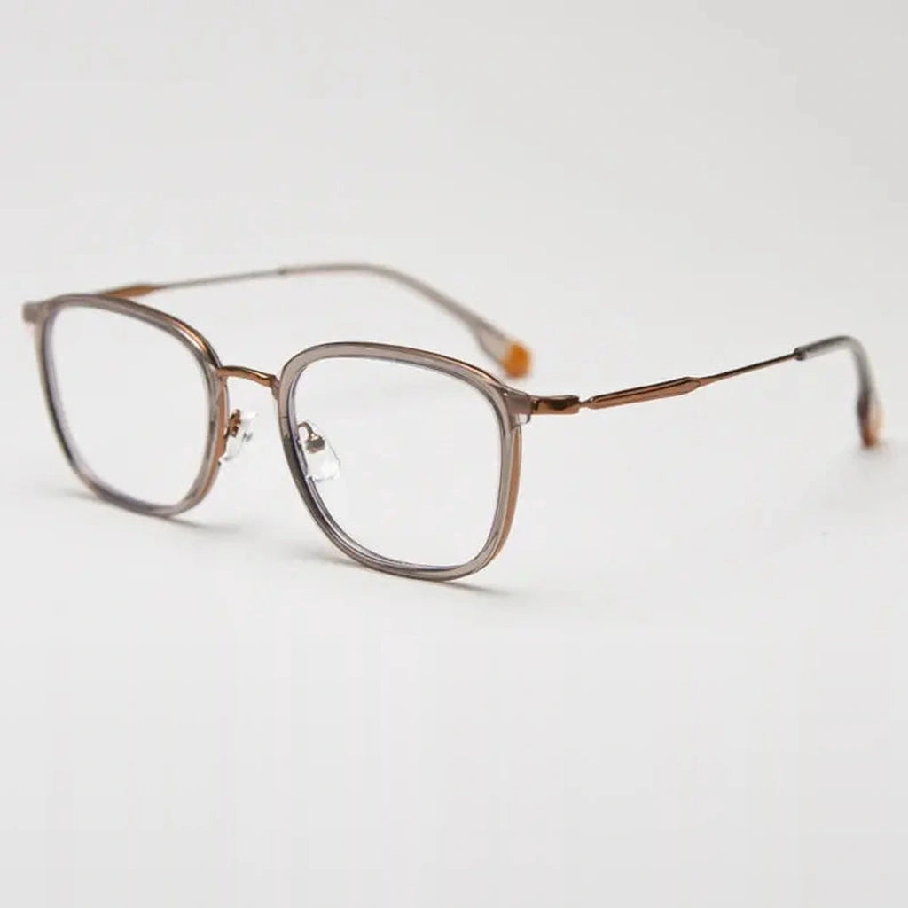 Gatenac Unisex Full Rim Square Tr 90 Titanium Photochromic Reading Glasses G00388 - C2 Photochromic