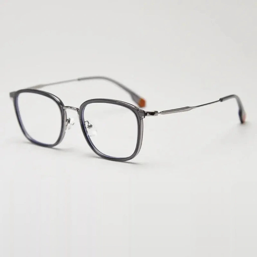 Gatenac Unisex Full Rim Square Tr 90 Titanium Photochromic Reading Glasses G00388 - C4 Photochromic