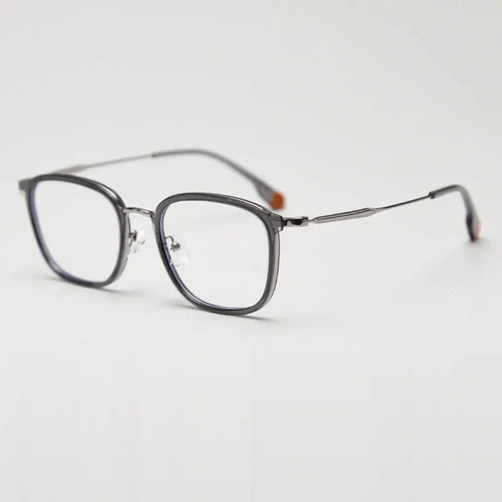 Gatenac Unisex Full Rim Square Tr 90 Titanium Photochromic Reading Glasses G00388 - C4 Photochromic