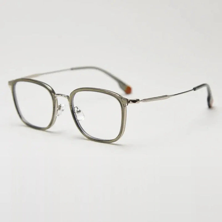 Gatenac Unisex Full Rim Square Tr 90 Titanium Photochromic Reading Glasses G00388 - C5 Photochromic