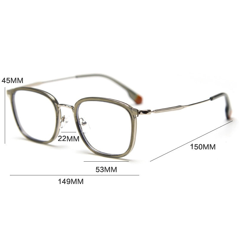 Gatenac Unisex Full Rim Square Tr 90 Titanium Photochromic Reading Glasses G00388 - Size Chart