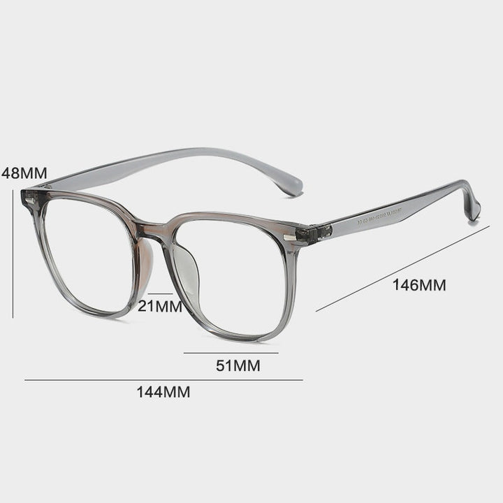 Gatenac Unisex Full Rim Square Tr 90 Titanium Photochromic Reading Glasses G61351 - Size Chart