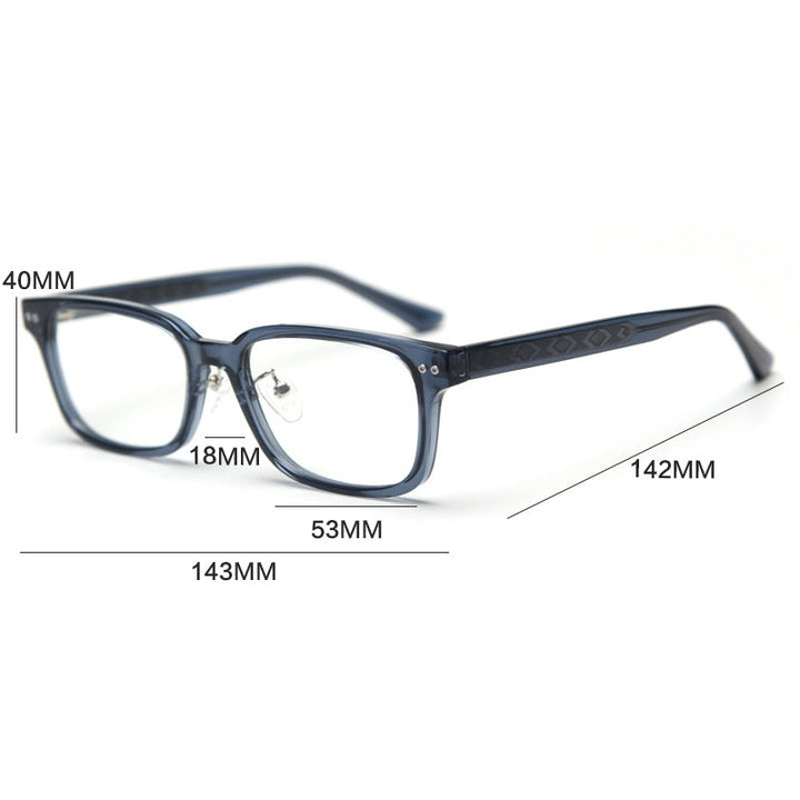 Gatenac Unisex Full Rim Square Tr 90 Titanium Photochromic Reading Glasses G83077 - Size Chart