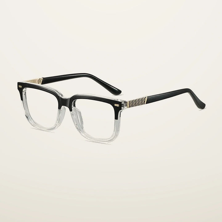 Gatenac Unisex Full Rim Square Tr 90 Titanium Reading Glasses G84006 - C4