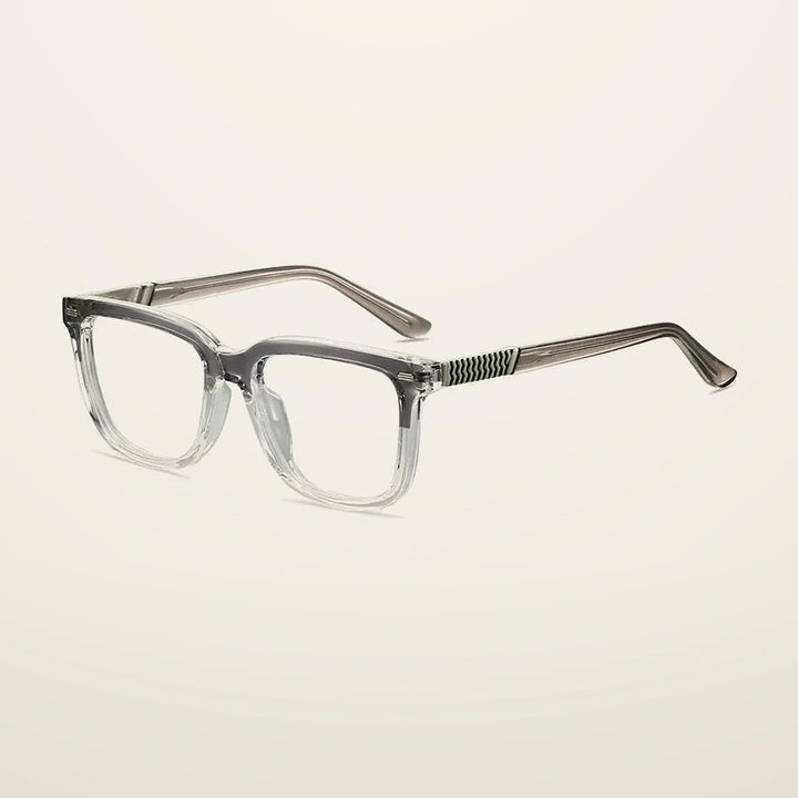 Gatenac Unisex Full Rim Square Tr 90 Titanium Reading Glasses G84006 - C5