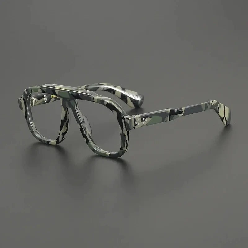Gatenac Women's Full Rim Square Brow Line Acetate Eyeglasses 679433 - Camouflage