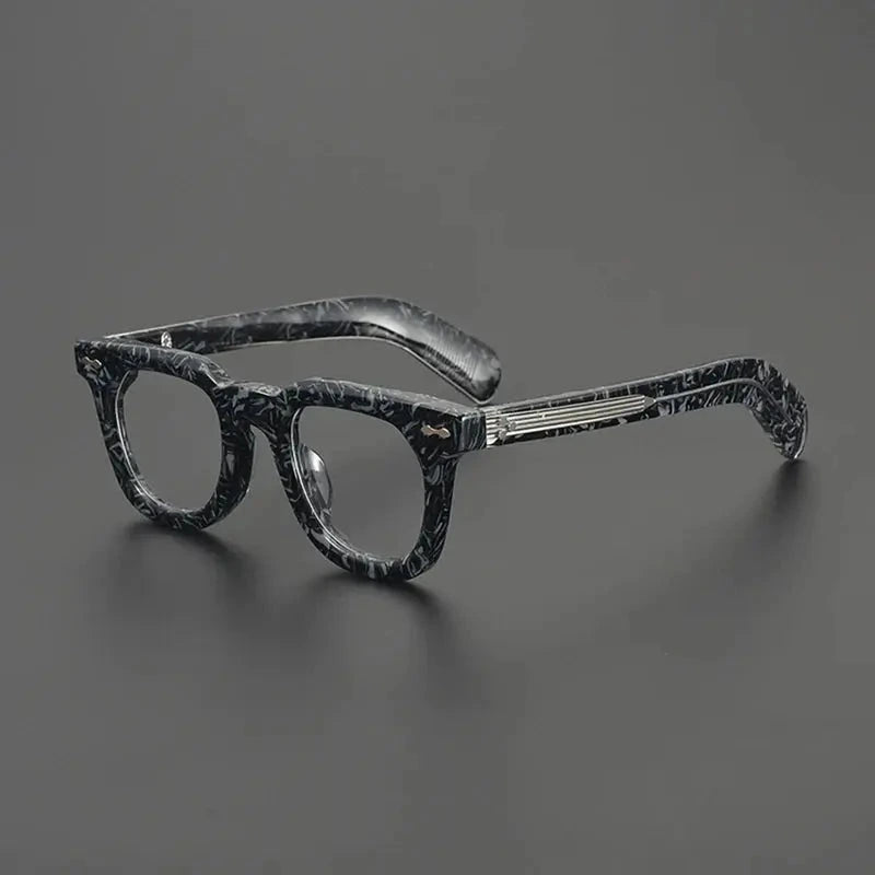 Gatenac Women's Full Rim Square Thick Acetate Eyeglasses 679229 - Blue Flower