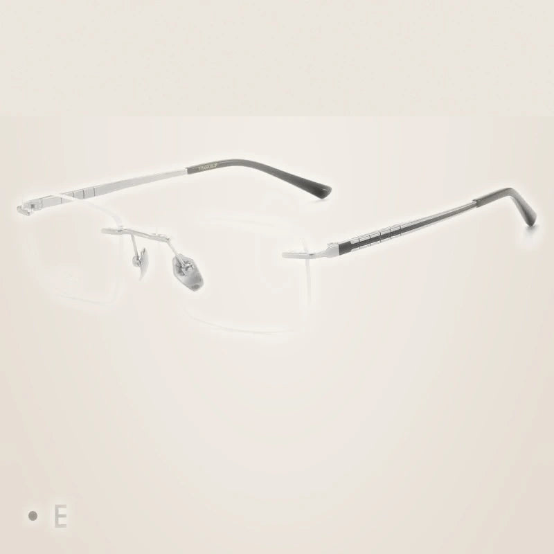 Gmei Men's Rimless Rectangle Titanium Eyeglasses 91104 - Silver