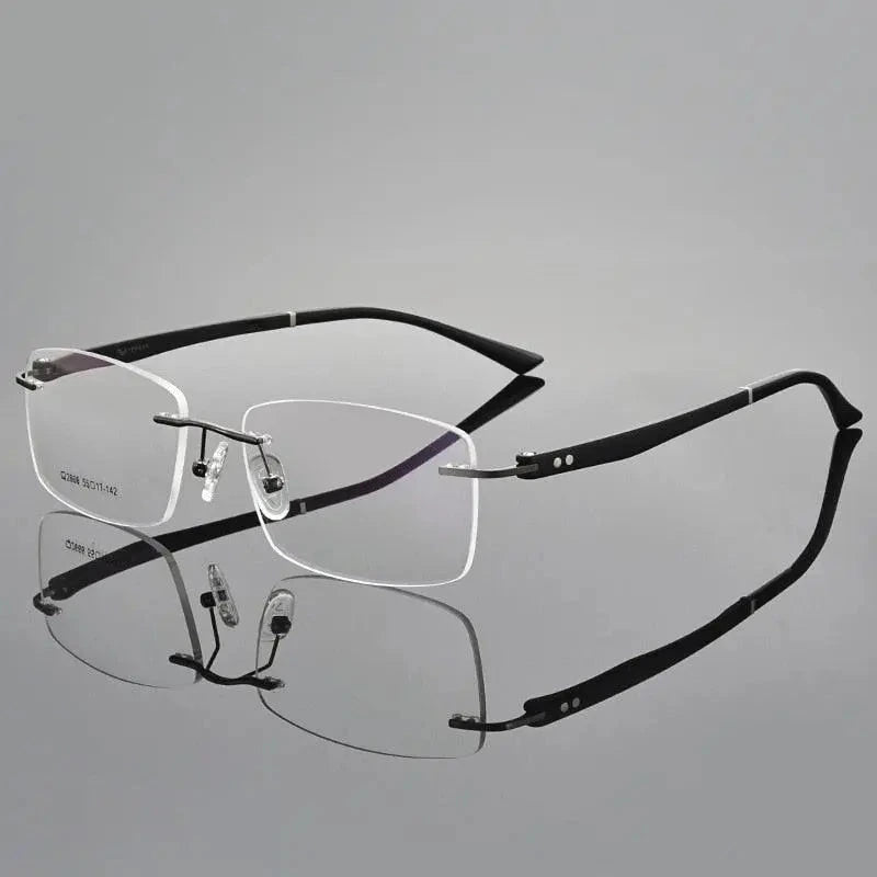 Gmei Men's Rimless Square Titanium Alloy Screwless Eyeglasses Q2666 - Grey