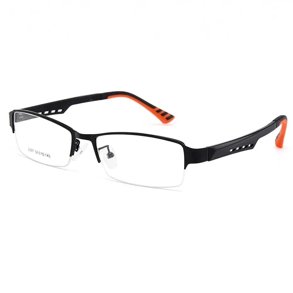 Gmei Men's Semi Rim Square Tr 90 Titanium Alloy Eyeglasses Y2387 - C1