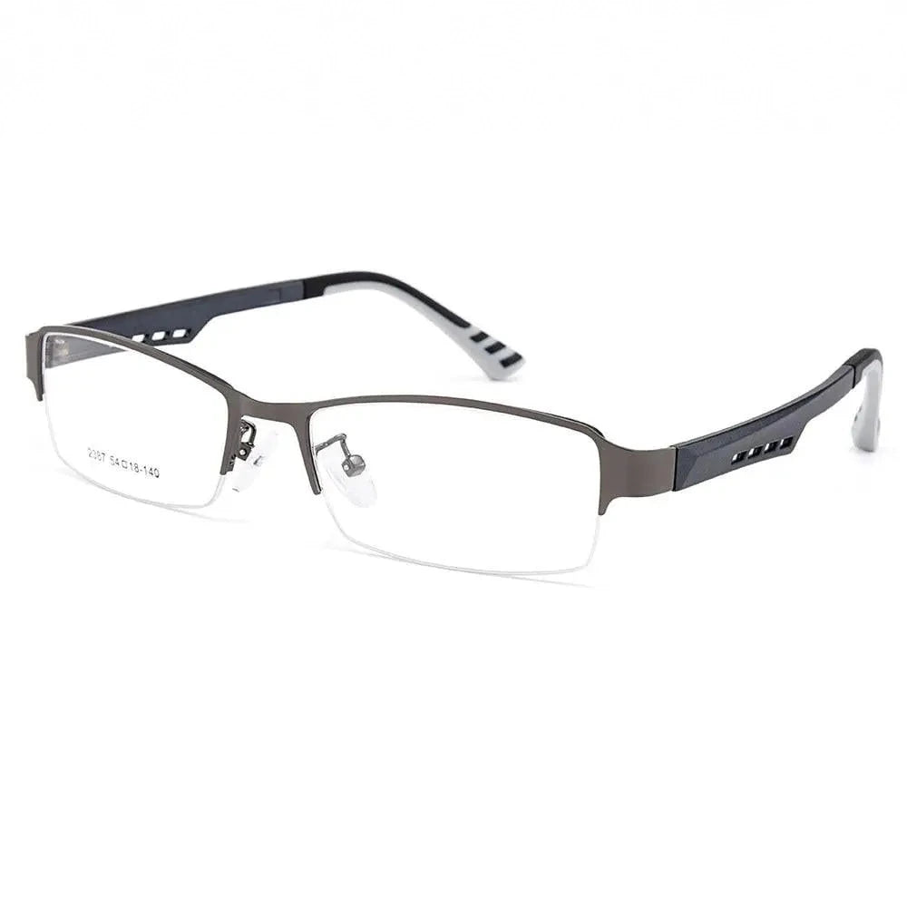 Gmei Men's Semi Rim Square Tr 90 Titanium Alloy Eyeglasses Y2387 - C3