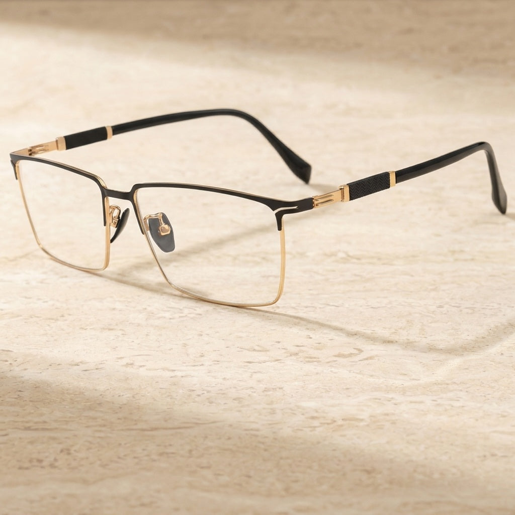 Gmei Optical Men's Square Alloy Prescription Eyeglasses T1210X — view 1 | Gmei Optical at FuzWeb