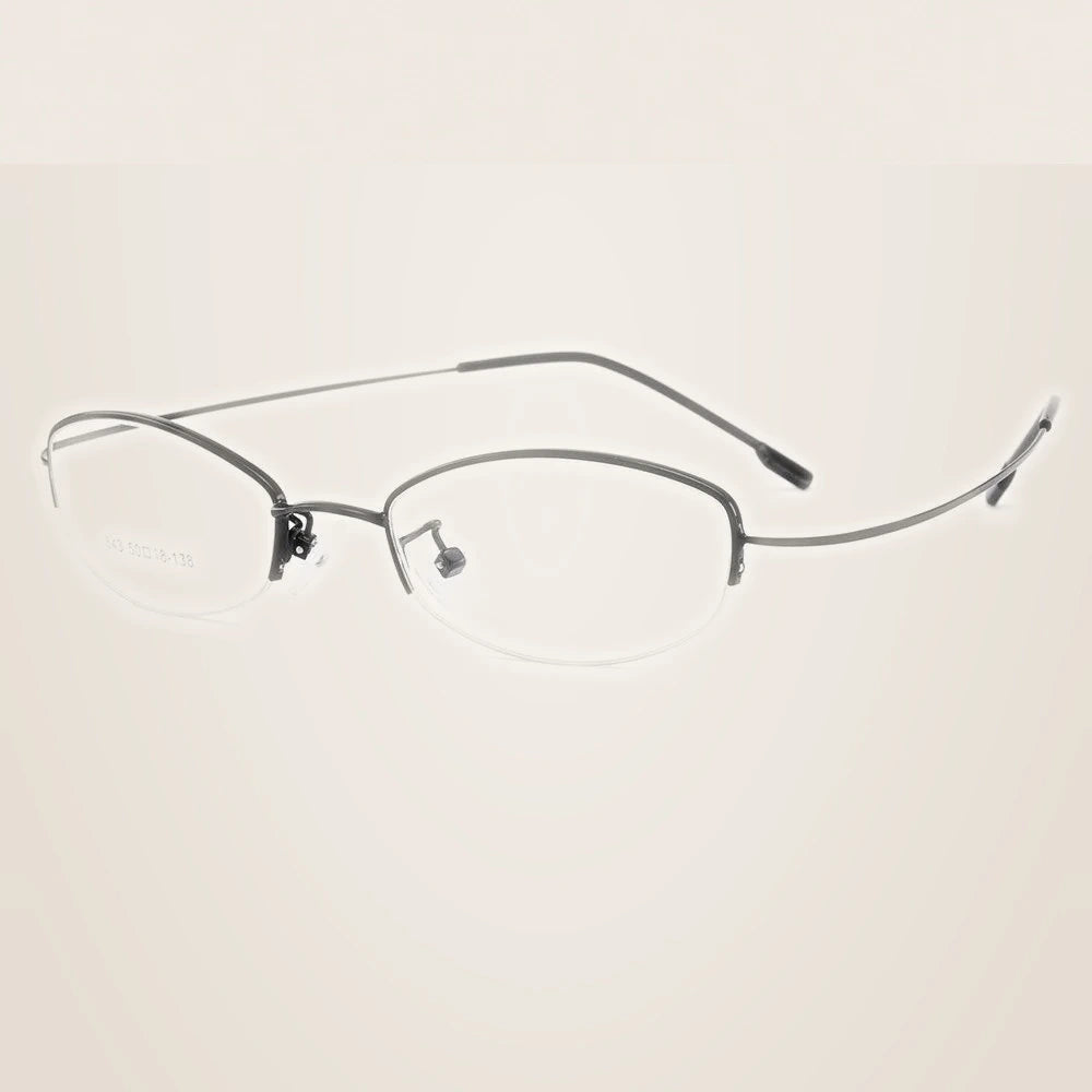 Gmei Women's Eyeglasses Semi Rim Memory Titanium Alloy Y643 - C1-Black