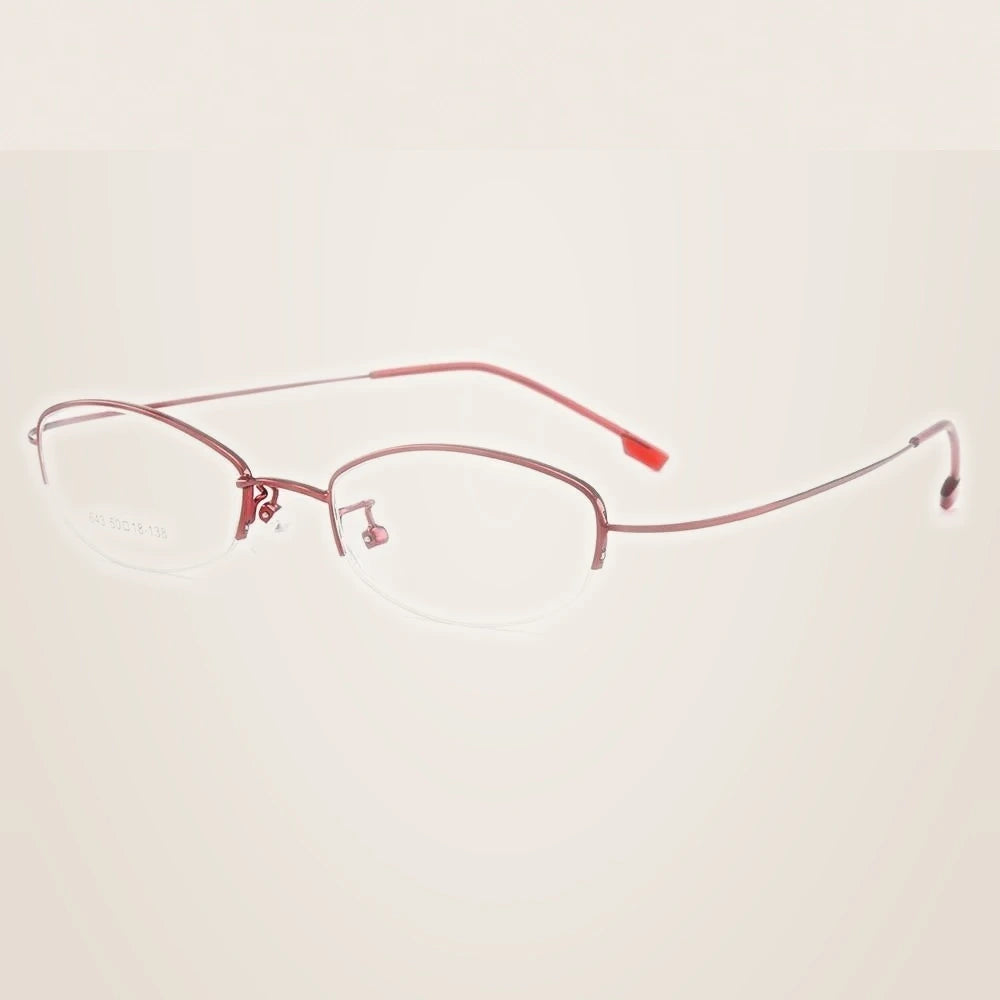 Gmei Women's Eyeglasses Semi Rim Memory Titanium Alloy Y643 - C3-Red