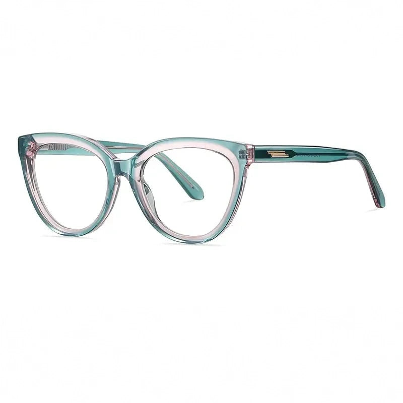 Gmei Women's Full Rim Oval Cat Eye Acetate Eyeglasses 18818 - C725-P181