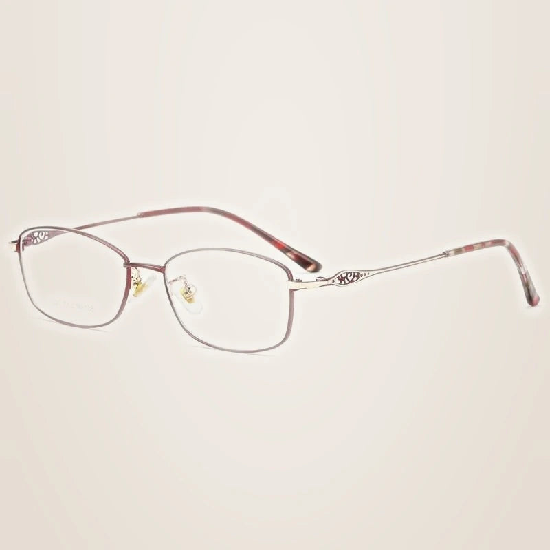 Gmei Women's Full Rim Square Alloy Eyeglasses 8220 - Red Gold C8