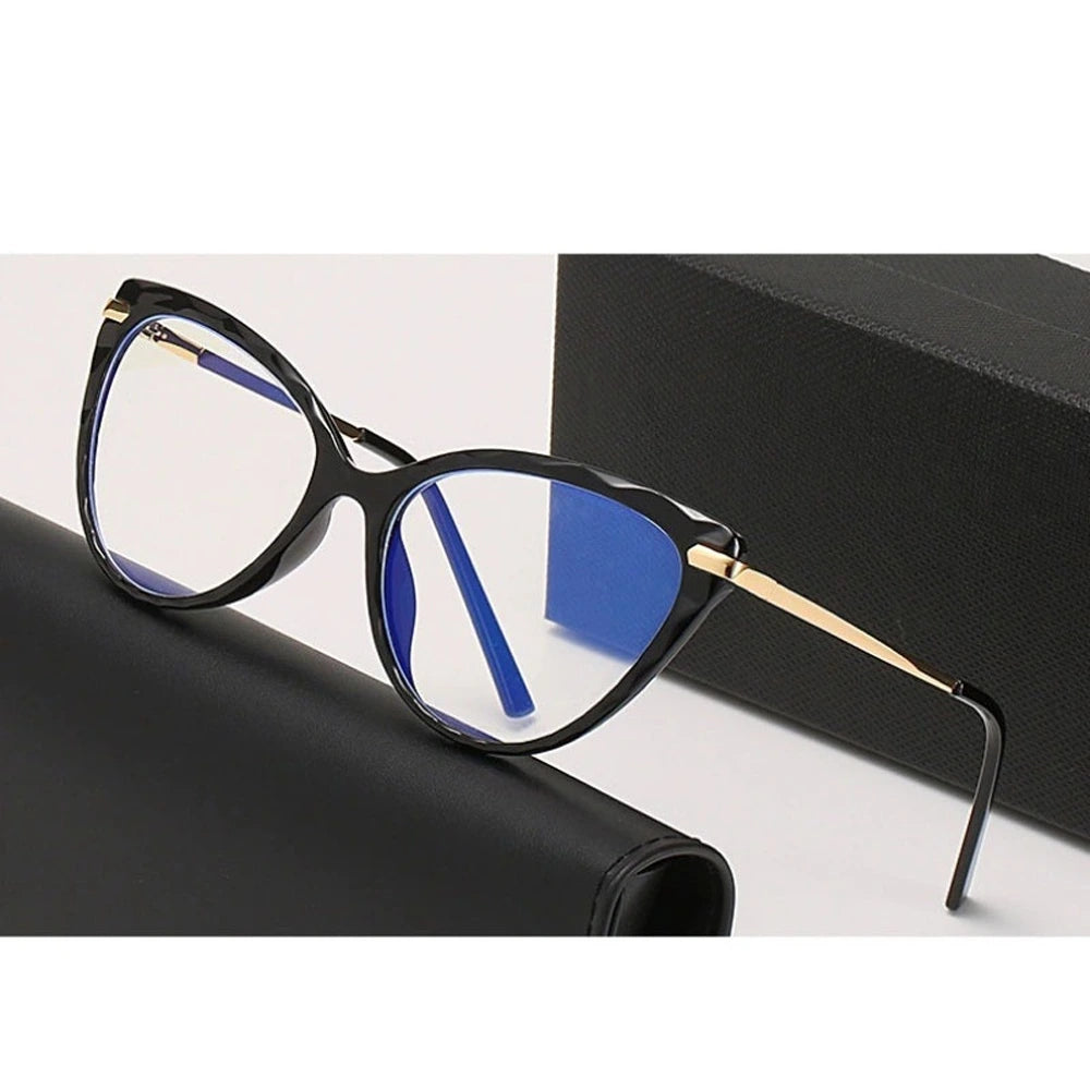 Handoer 901379 Women's Full Rim Square Cat Eye Tr 90 Titanium Frames - black