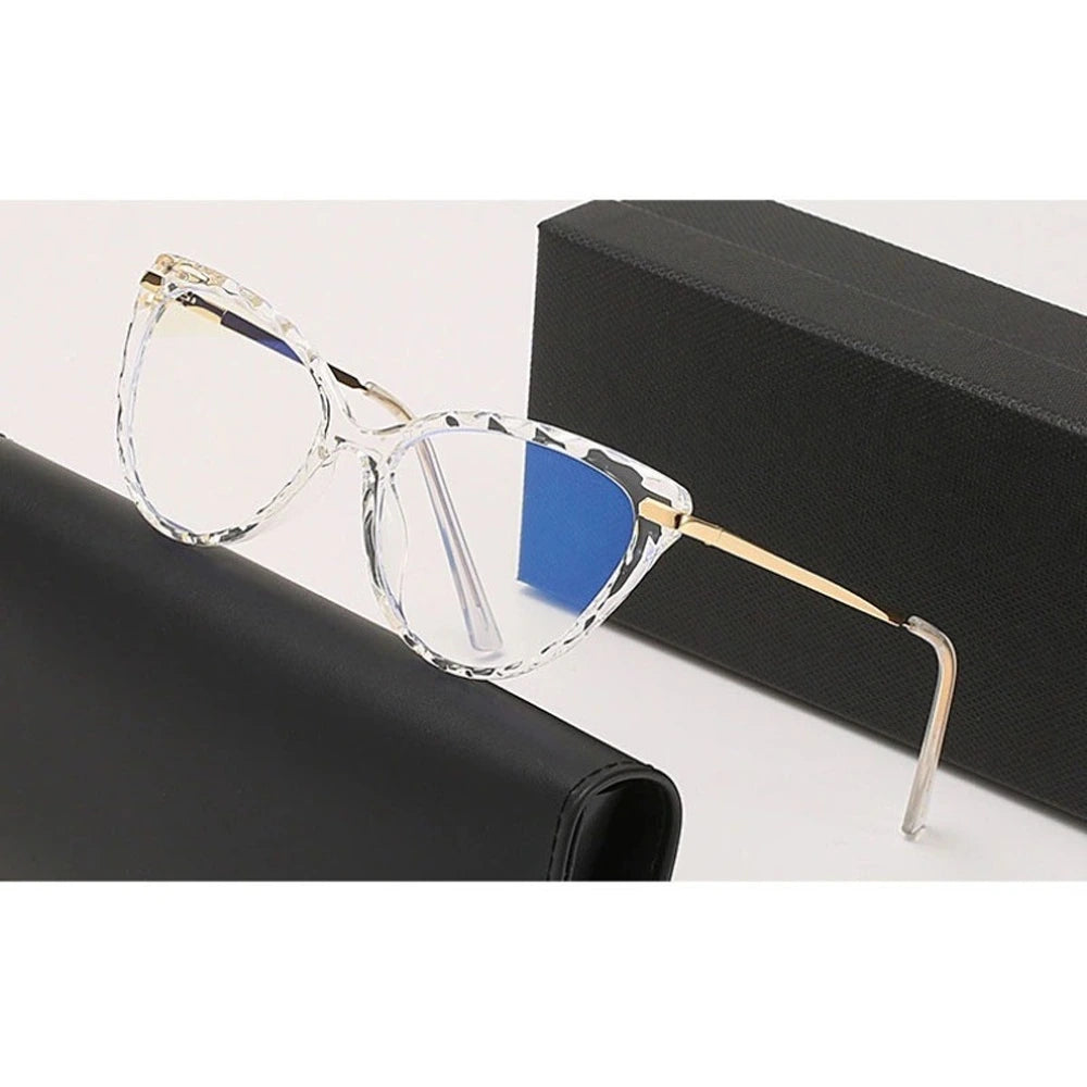 Handoer 901379 Women's Full Rim Square Cat Eye Tr 90 Titanium Frames - Transparent