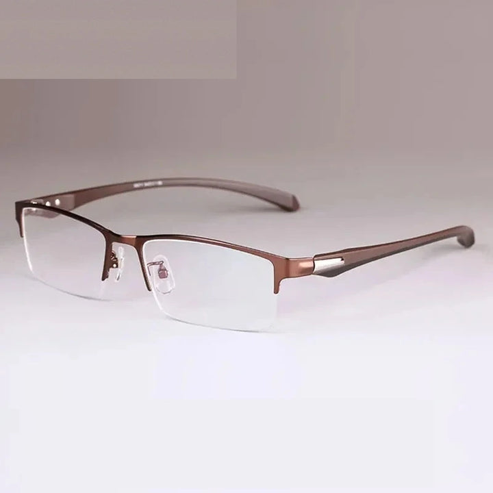Handoer Unisex Full Rim and Semi Rim Alloy TR90 Prescription Eyeglasses - CoffeeSemiRim
