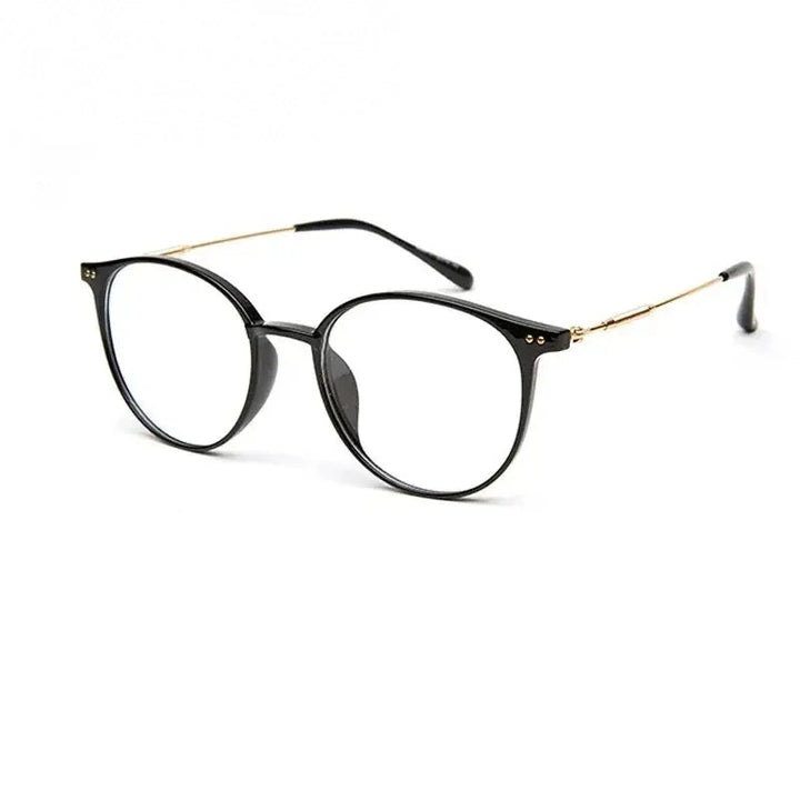 Handoer Unisex Full Rim Round Oval Alloy Acetate Eyeglasses 13819 - C1