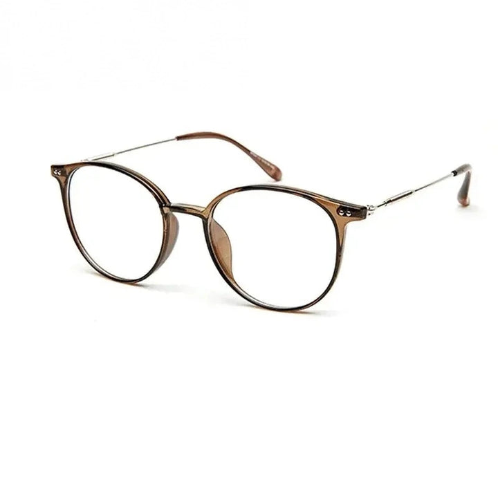 Handoer Unisex Full Rim Round Oval Alloy Acetate Eyeglasses 13819 - C2