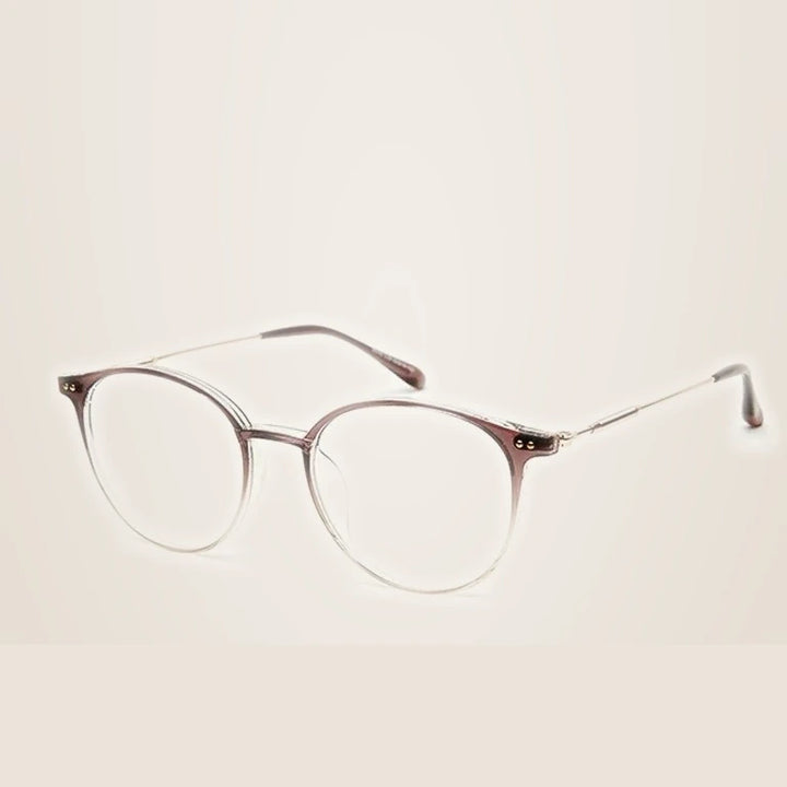 Handoer Unisex Full Rim Round Oval Alloy Acetate Eyeglasses 13819 - C39