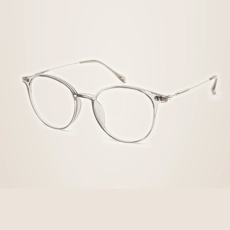 Handoer Unisex Full Rim Round Oval Alloy Acetate Eyeglasses 13819 - C8