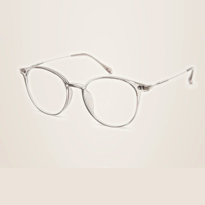 Handoer Unisex Full Rim Round Oval Alloy Acetate Eyeglasses 13819 - C8