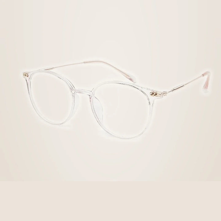 Handoer Unisex Full Rim Round Oval Alloy Acetate Eyeglasses 13819 - C9