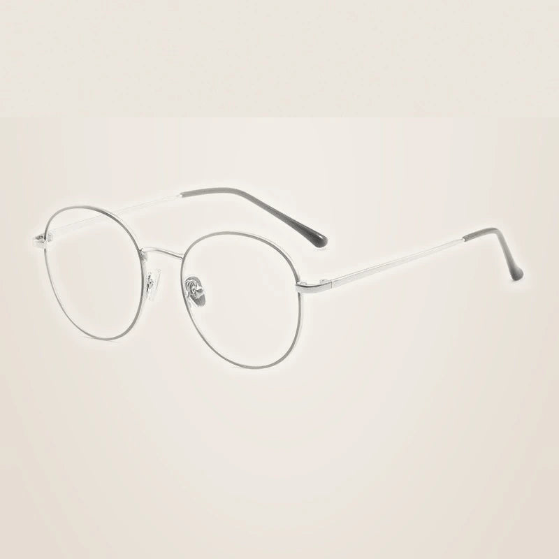 Handoer Unisex Full Rim Round Square Alloy Eyeglasses 9905 - Black Silver