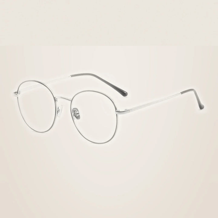 Handoer Unisex Full Rim Round Square Alloy Eyeglasses 9905 - Black Silver