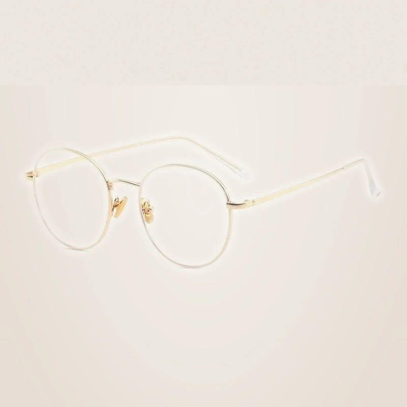 Handoer Unisex Full Rim Round Square Alloy Eyeglasses 9905 - Gold