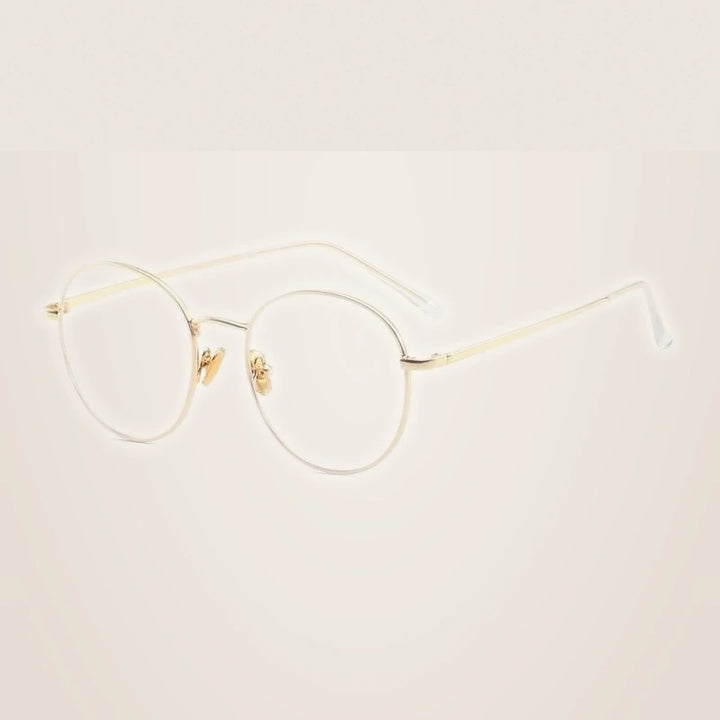 Handoer Unisex Full Rim Round Square Alloy Eyeglasses 9905 - Gold
