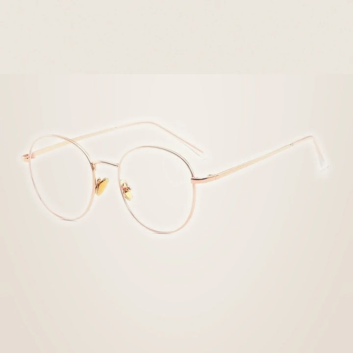 Handoer Unisex Full Rim Round Square Alloy Eyeglasses 9905 - Rose Gold