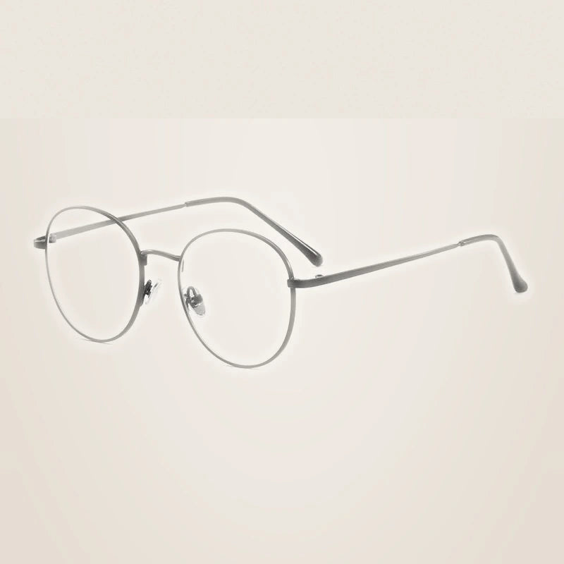 Handoer Unisex Full Rim Round Square Alloy Eyeglasses 9905 - Shinny Black