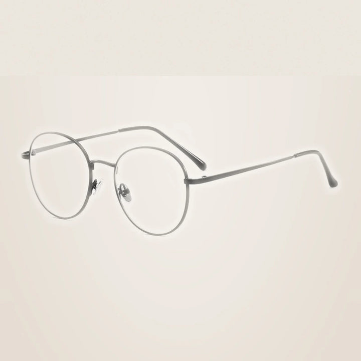 Handoer Unisex Full Rim Round Square Alloy Eyeglasses 9905 - Shinny Black