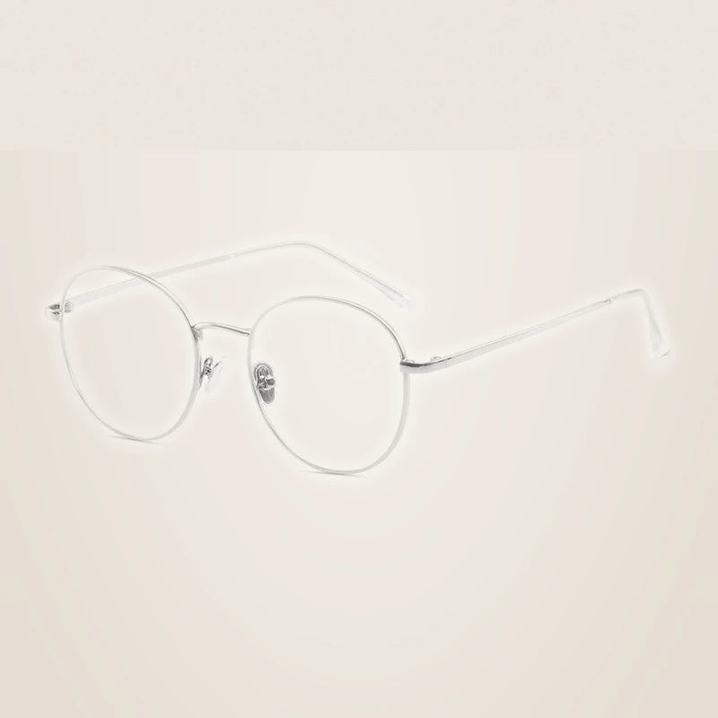 Handoer Unisex Full Rim Round Square Alloy Eyeglasses 9905 - Silver
