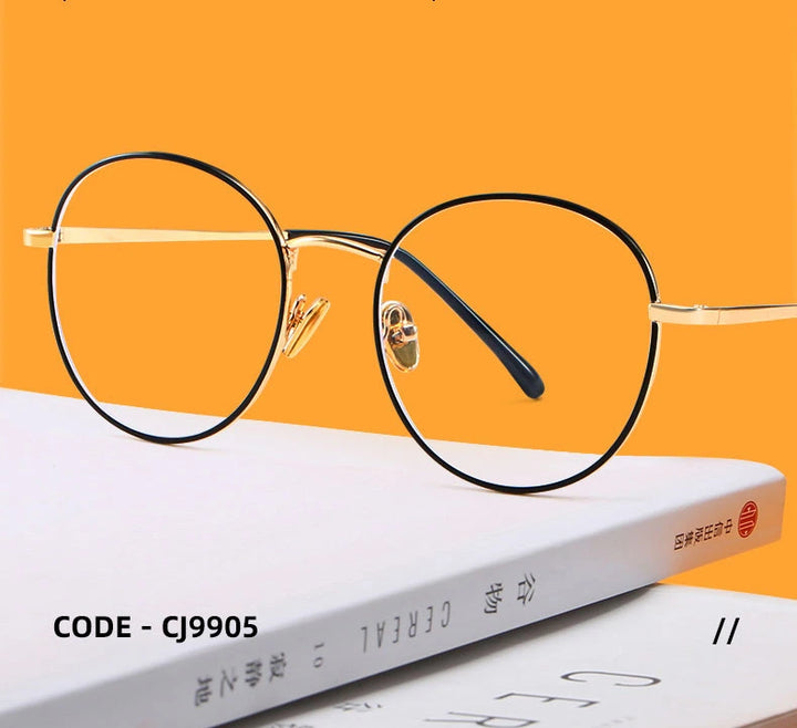 Handoer Unisex Full Rim Round Square Alloy Eyeglasses 9905 - Size Chart
