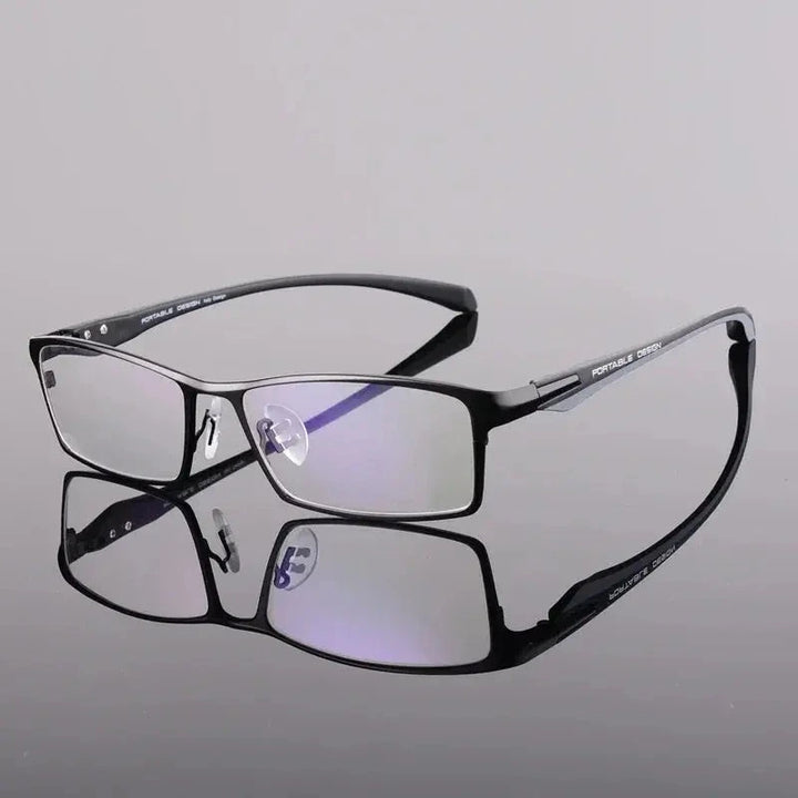 Handoer Unisex Full Rim Square Alloy Acetate Eyeglasses 549140 - black