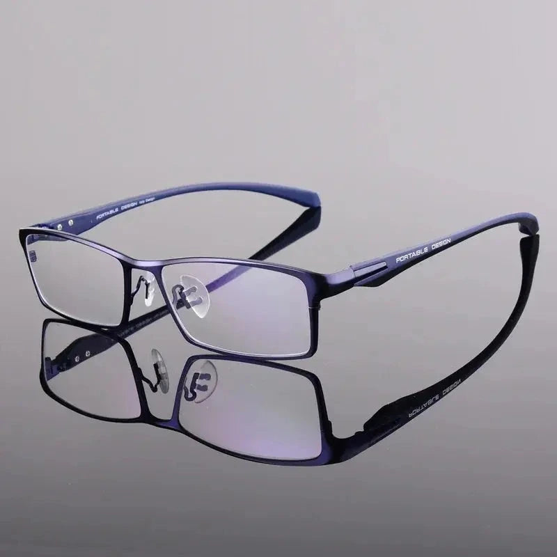 Handoer Unisex Full Rim Square Alloy Acetate Eyeglasses 549140 - Blue