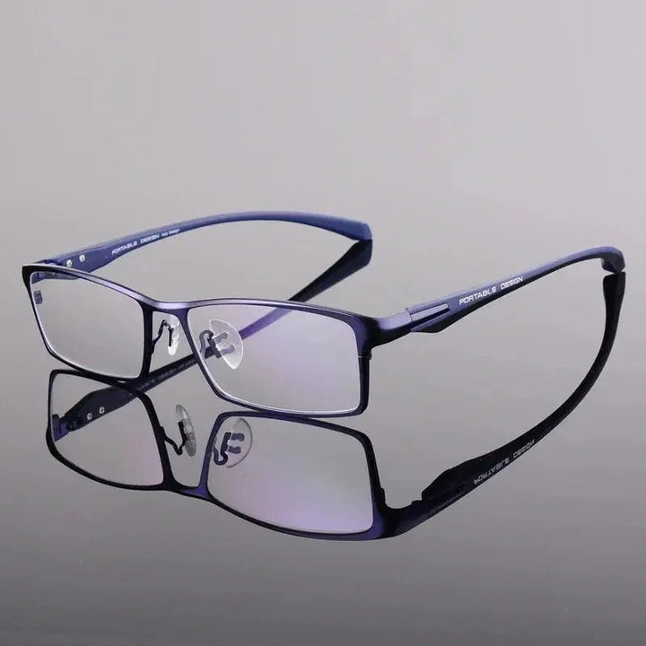Handoer Unisex Full Rim Square Alloy Acetate Eyeglasses 549140 - Blue