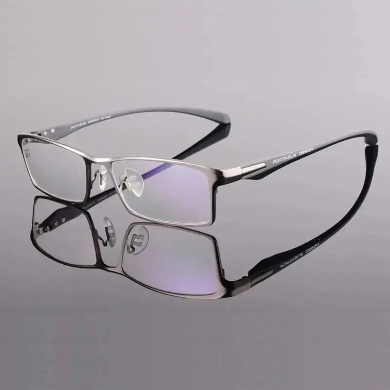 Handoer Unisex Full Rim Square Alloy Acetate Eyeglasses 549140 - GRAY