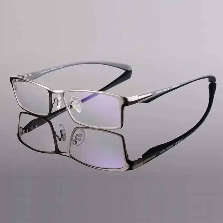 Handoer Unisex Full Rim Square Alloy Acetate Eyeglasses 549140 - GRAY