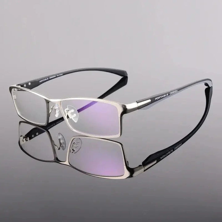 Handoer Unisex Full Rim Square Alloy Acetate Eyeglasses 549140 - Silver