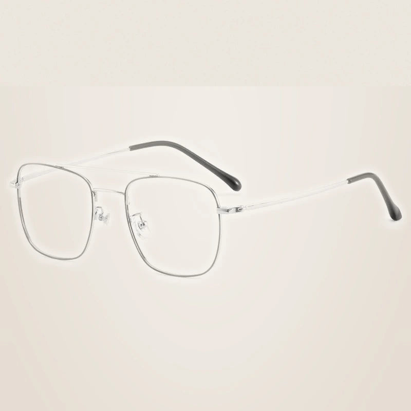 Handoer Unisex Full Rim Square Double Bridge Titanium Eyeglasses 86067 - black silver