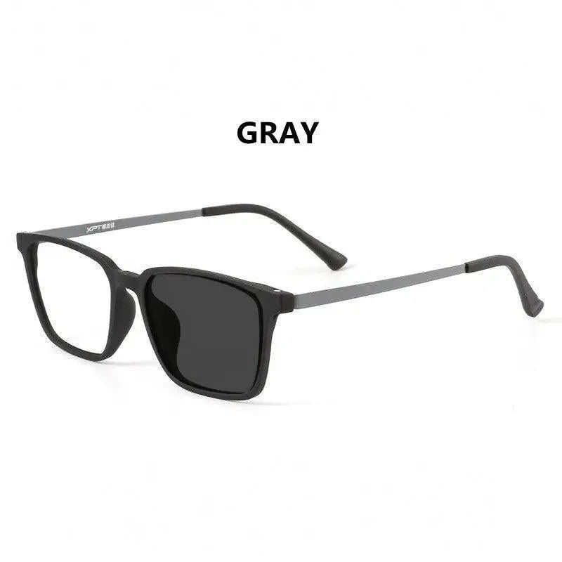 Handoer Unisex Full Rim Square Tr 90 Titanium Hyperopic Photochromic +175 To +325 Reading Glasses 9822-1 - +175 / BLACK GRAY PHOTO