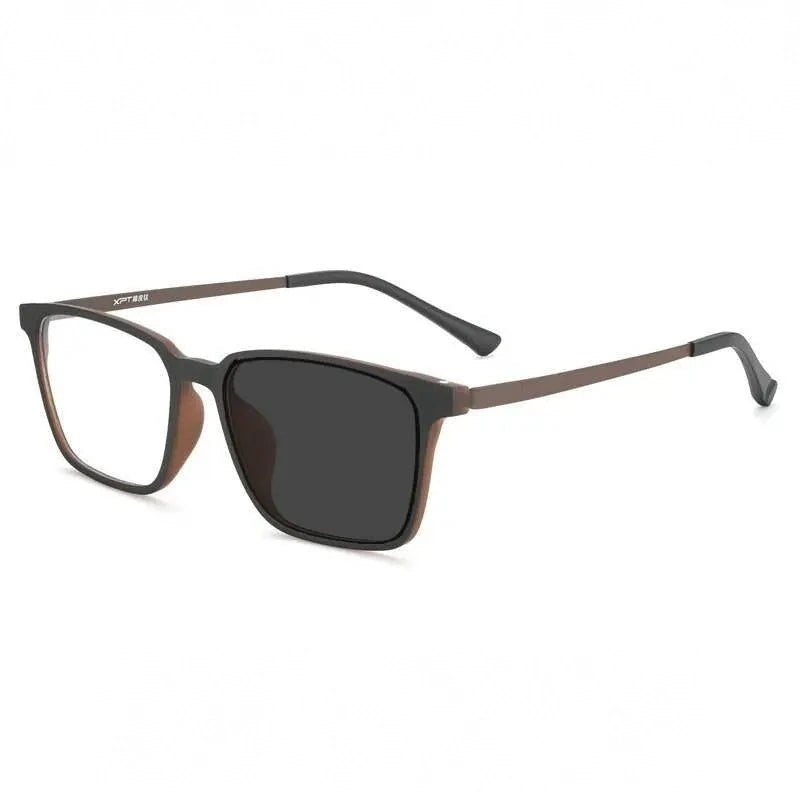 Handoer Unisex Full Rim Square Tr 90 Titanium Hyperopic Photochromic +175 To +325 Reading Glasses 9822-1 - +175 / coffee photo